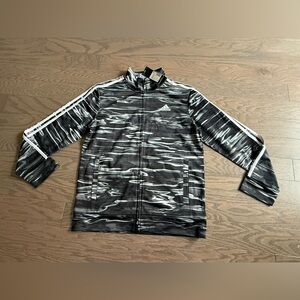 Boy's Kids Adidas Jacket Black Print Tricot Jacket Size L (14/16) - NWT